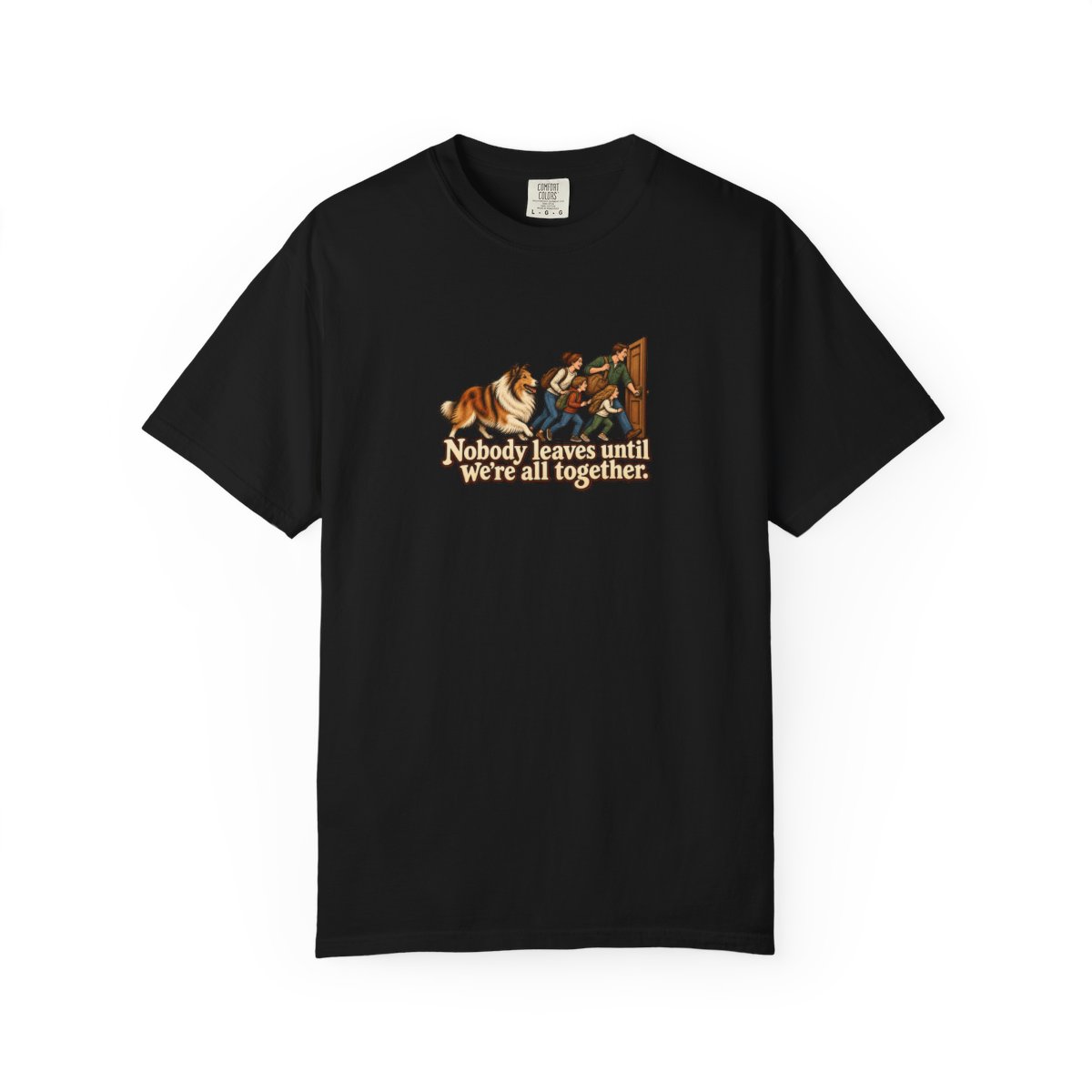 Rough Collie humorous illustration tee in Black