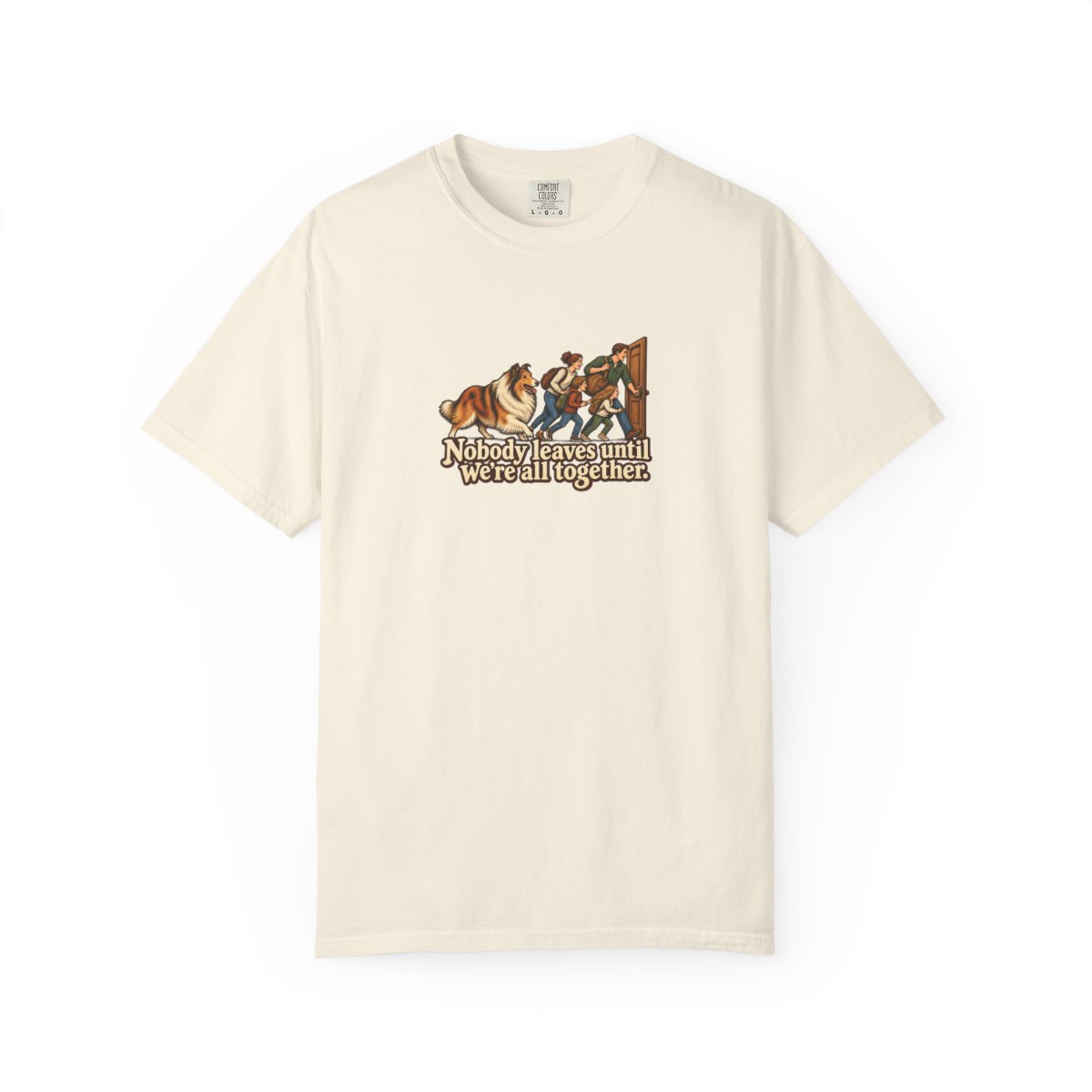 Rough Collie humorous illustration tee in Ivory