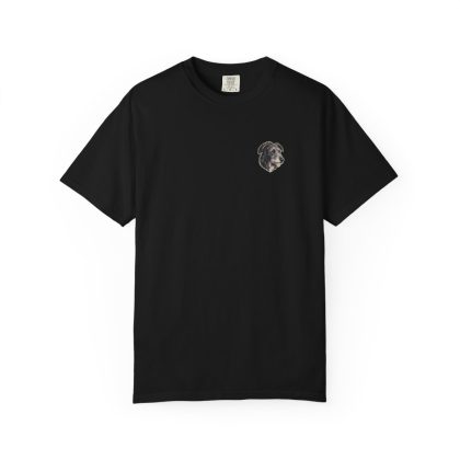 Scottish Deerhound head-only left chest tee in Black