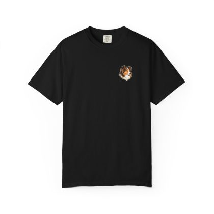 Shetland Sheepdog head-only left chest tee in Black