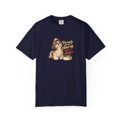 Shih Tzu humorous illustration tee in True Navy