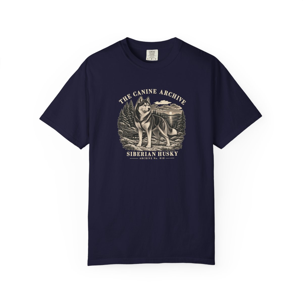 Siberian Husky Front Study Tee in True Navy