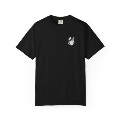 Siberian Husky head-only left chest tee in Black