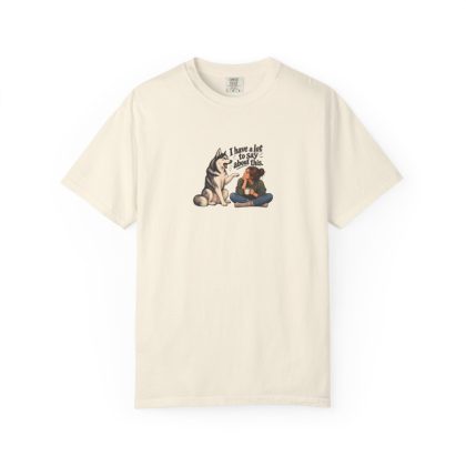 Siberian Husky humorous illustration tee in Ivory