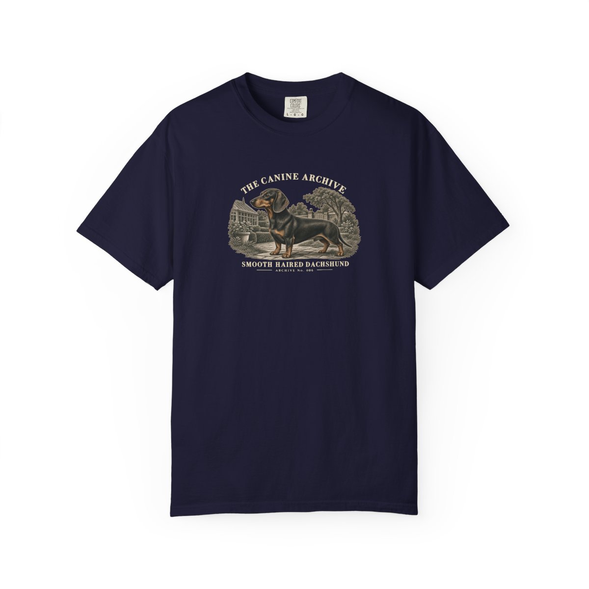 Smooth-Haired Dachshund Front Study Tee in True Navy