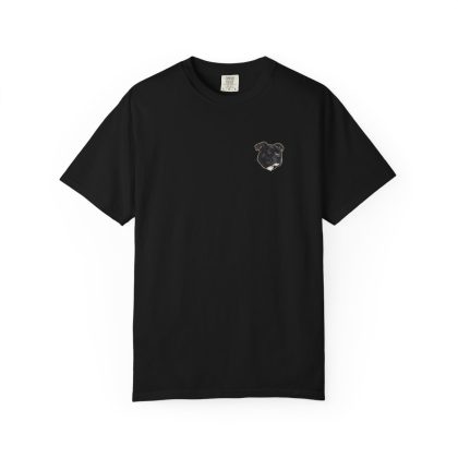 Staffordshire Bull Terrier head-only left chest tee in Black