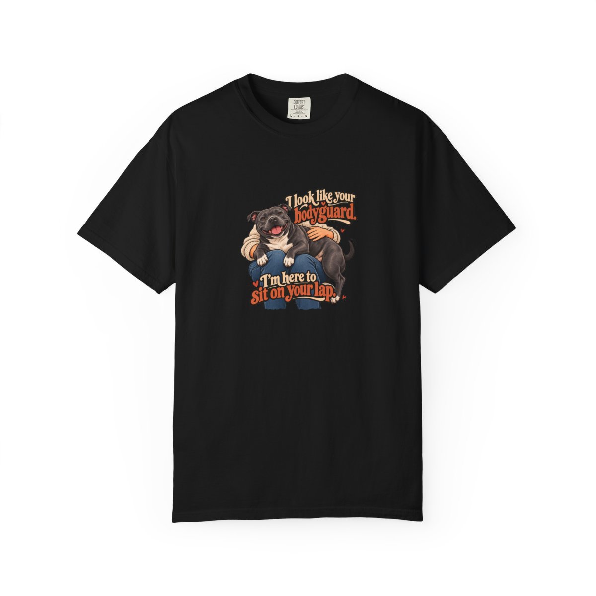 Staffordshire Bull Terrier humorous illustration tee in Black