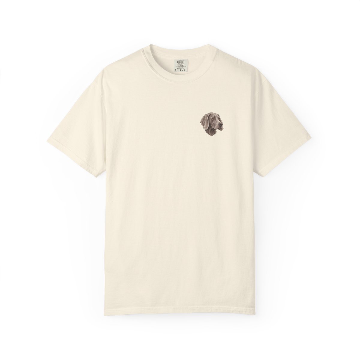 Weimaraner head-only left chest tee in Ivory