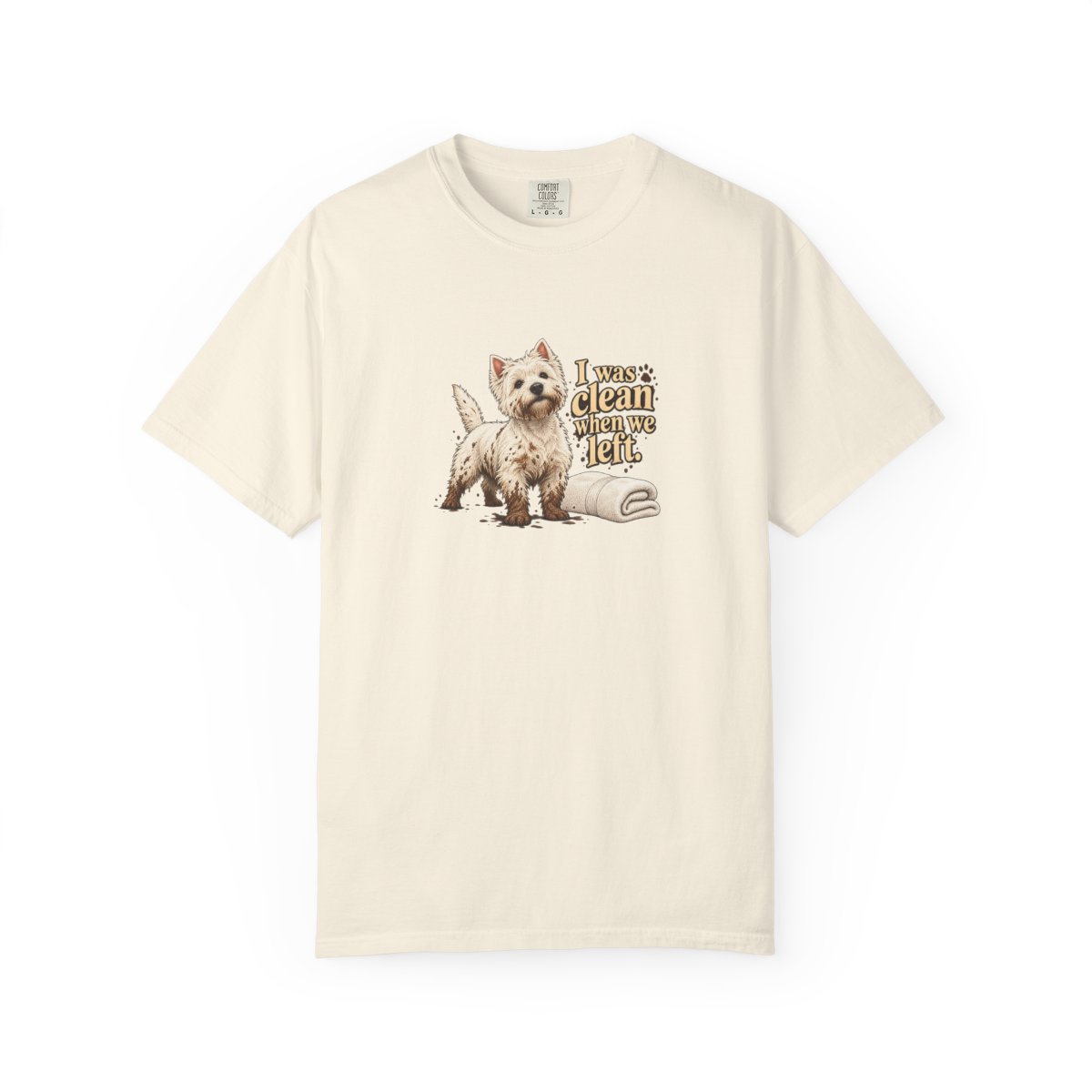 West Highland White Terrier humorous illustration tee in Ivory