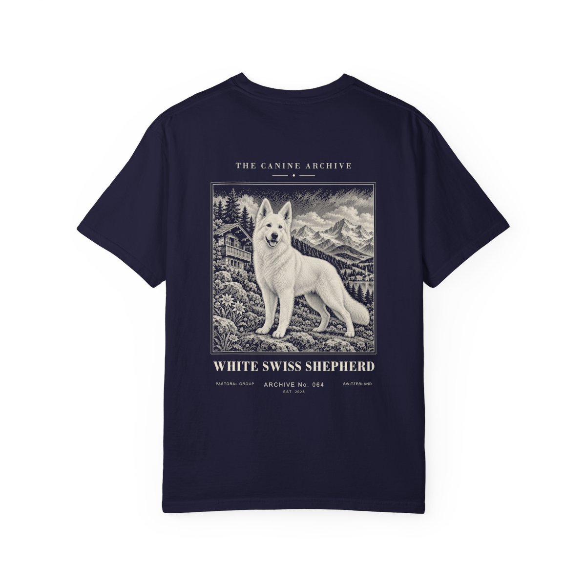 White Swiss Shepherd Tee in True Navy