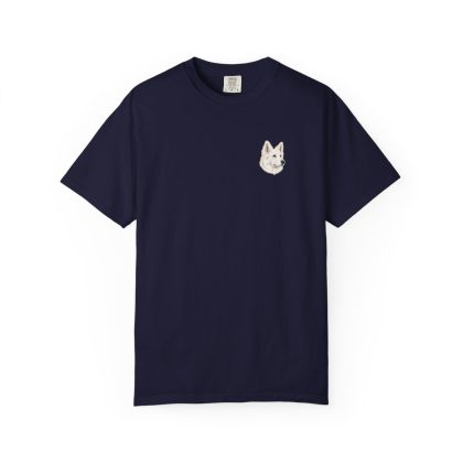 White Swiss Shepherd Portrait Tee in True Navy