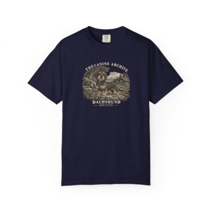 Dachshund Wire Haired Front Study Tee in True Navy