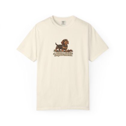 Dachshund Wire Haired humorous illustration tee in Ivory